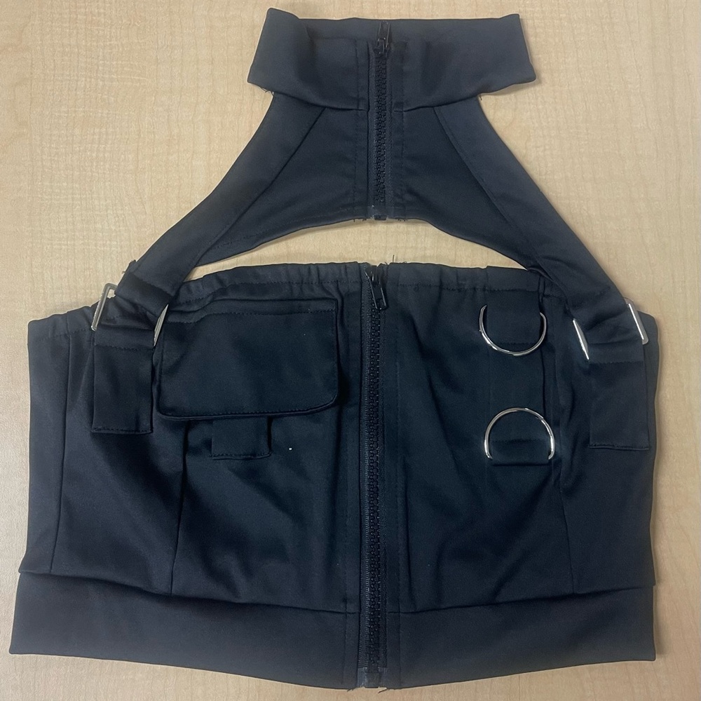 NWT women’s black tube tops royal blue with buckles around the neck size medium